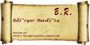 Bürger Renáta névjegykártya